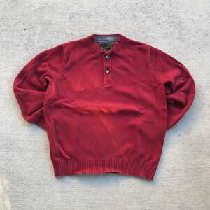 Eddie Bauer Knitted Maroon Quarter Button Sweater